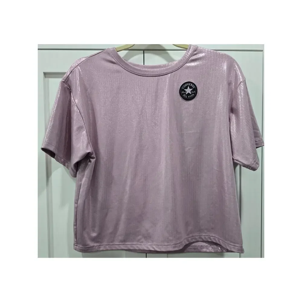 Converse Metallic Pink Shimmer Tee Youth XL Oversized Top (Can fit Woman's M/L)